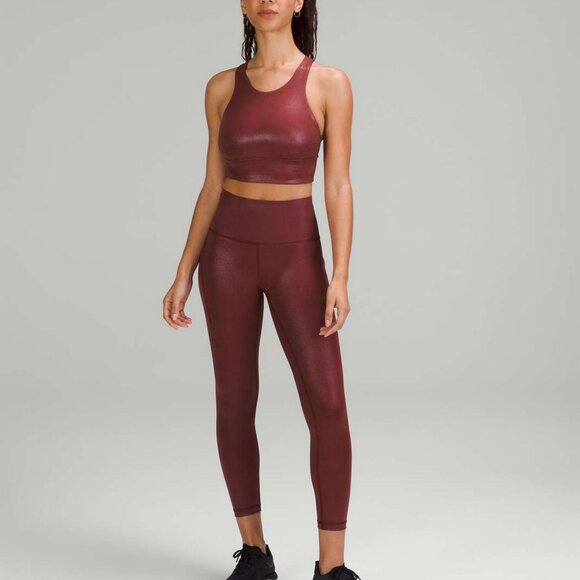 Lululemon Wunder Train Foil Tight Red Merlot 25" w/Pockets Free shipping! - Picture 2 of 13